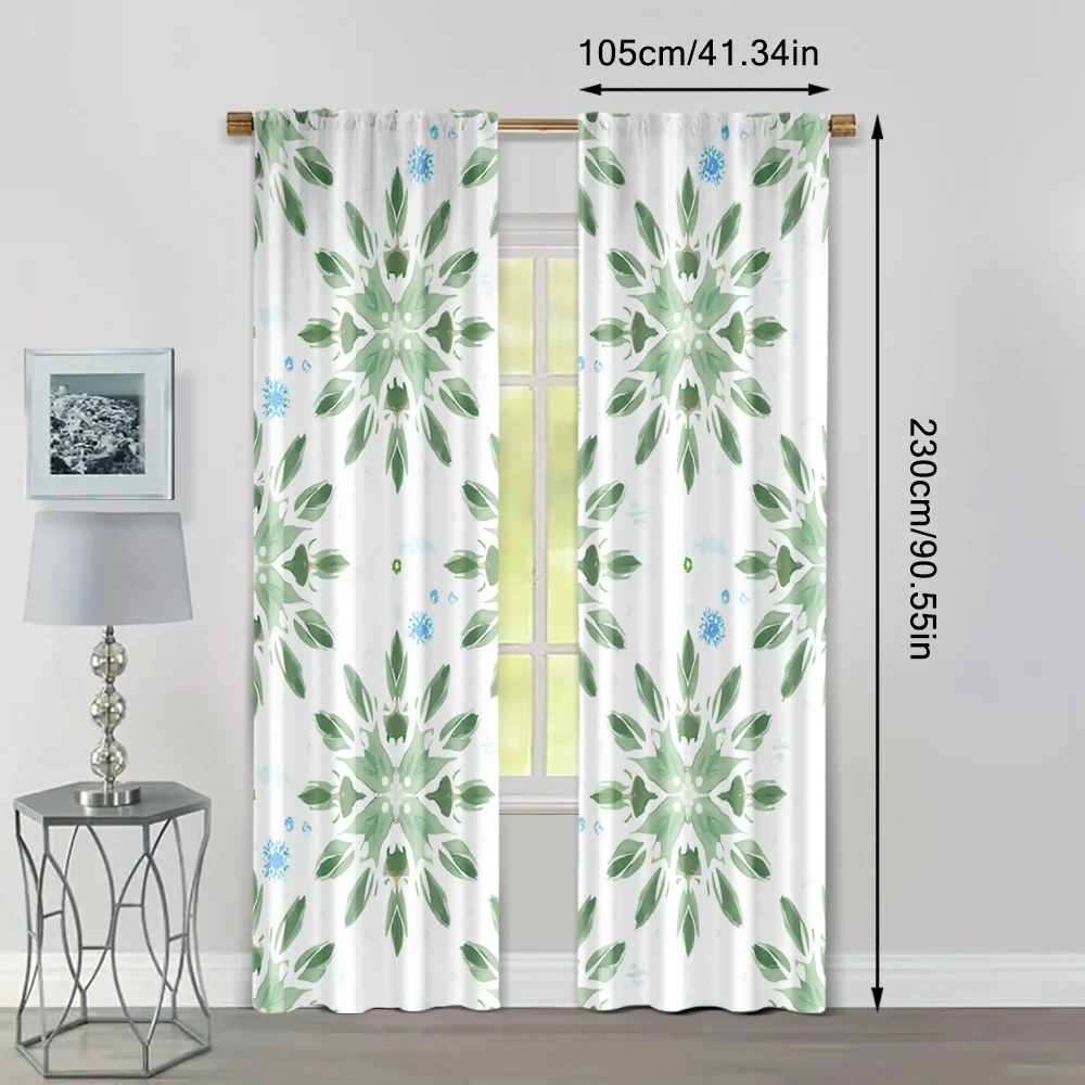 2pcs, Popular Curtains Boho Eucalyptus Leaf Pattern Polyester Easy Install (without rod) Decorations Clearance Perfect for 4