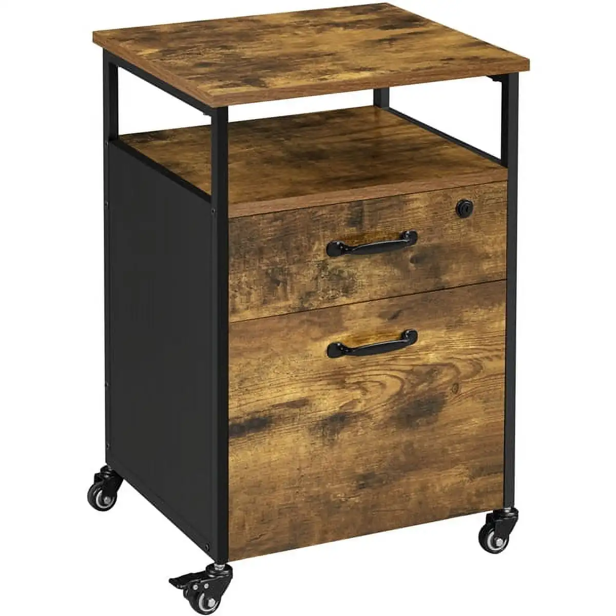 

Industrial Mobile Vintage File Cabinet with 2 Drawers