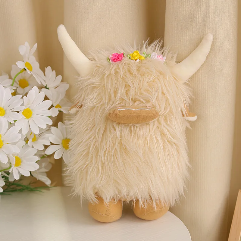 Highland Cow Stuffed Animals Cute Highland Cow Gnomes with Flowers