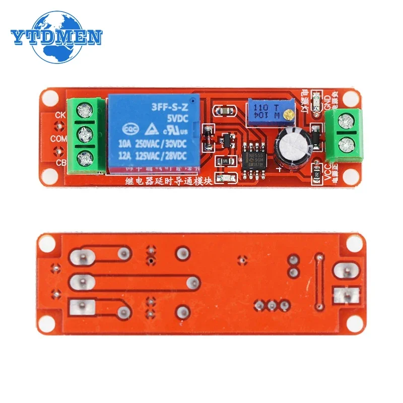 NE555 Adjustable Delay Relay Module - DC 12V Timer Switch With 0 To 10 Second Range