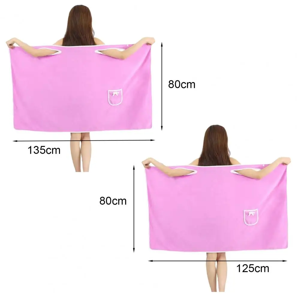 Women Bath Towel Soft Coral Fleece Wrap Adjustable Button Closure Sleeveless Bathrobe Water Absorbent Pockets Unisex Spa Robe