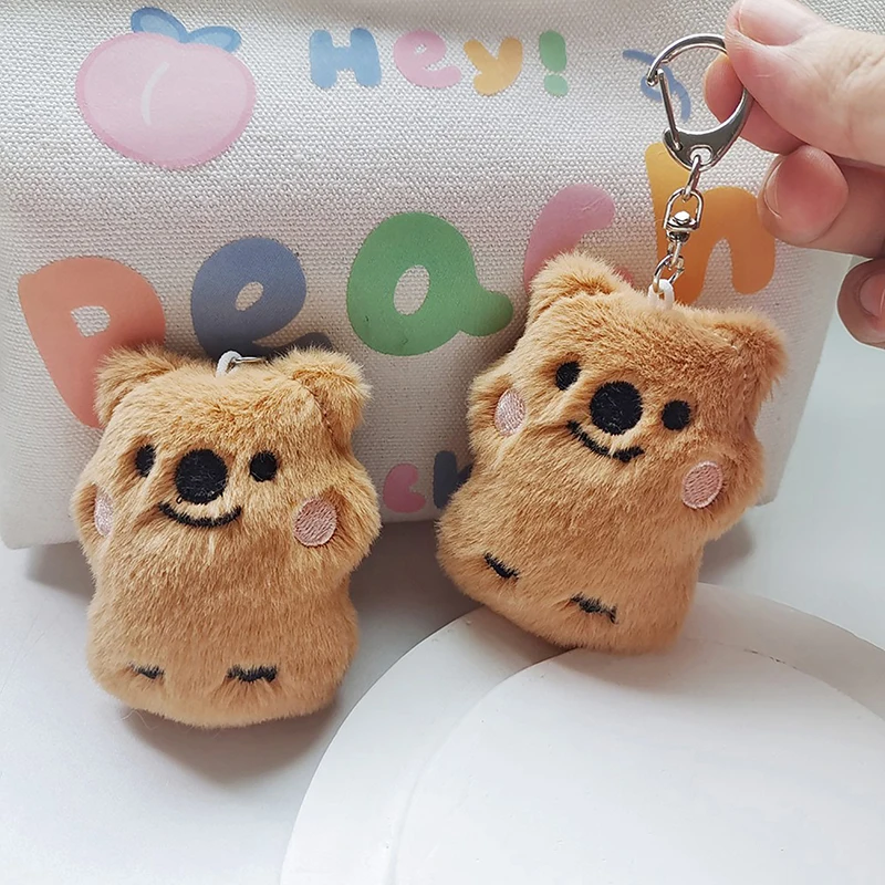 

Tailless Bear Pendant Doll Squeezing Little Brown Bear Student Backpack Plush Doll Pendant