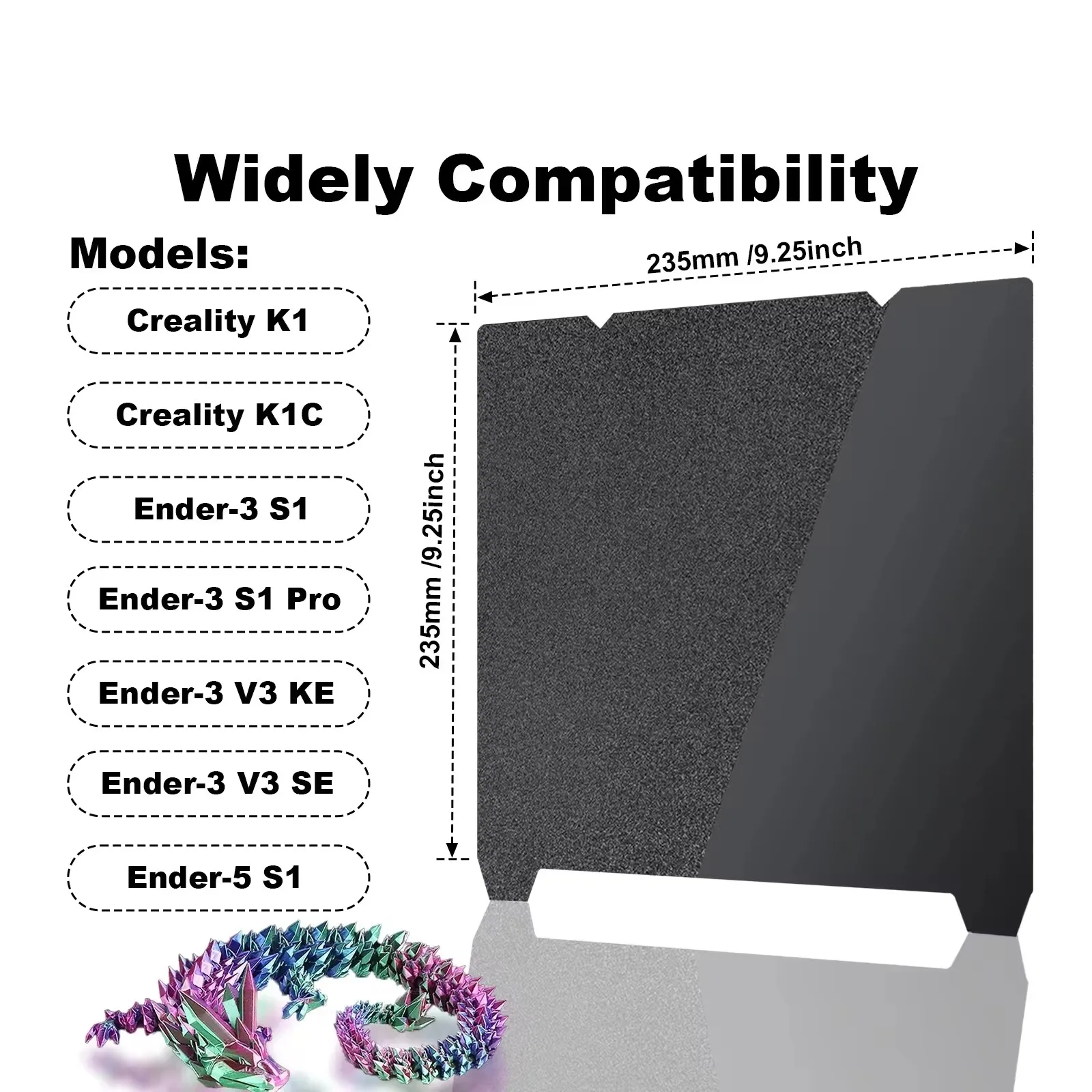 Enhanced Creality 3D Printer Build Plate, Textured PEI Smooth Magnetic Sheet, 235x235mm