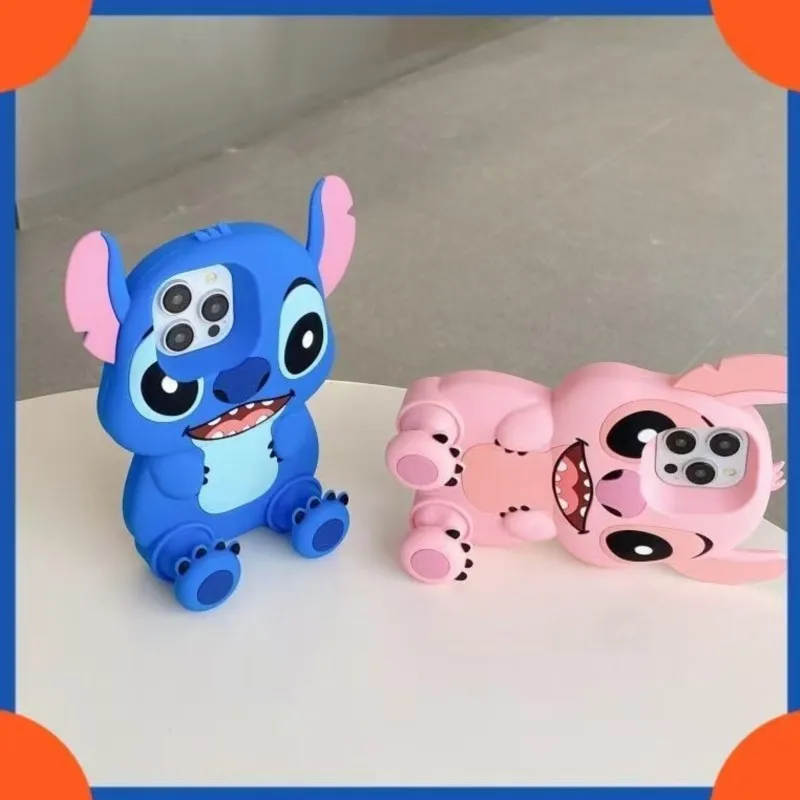 Disney Cute 3D Cartoon Big Ears Stitch Silicone Phone Case Suitable for iPhone 16 15 14 13 12 11 Pro Max Plus XR XSMAX 7 8 Plus 2