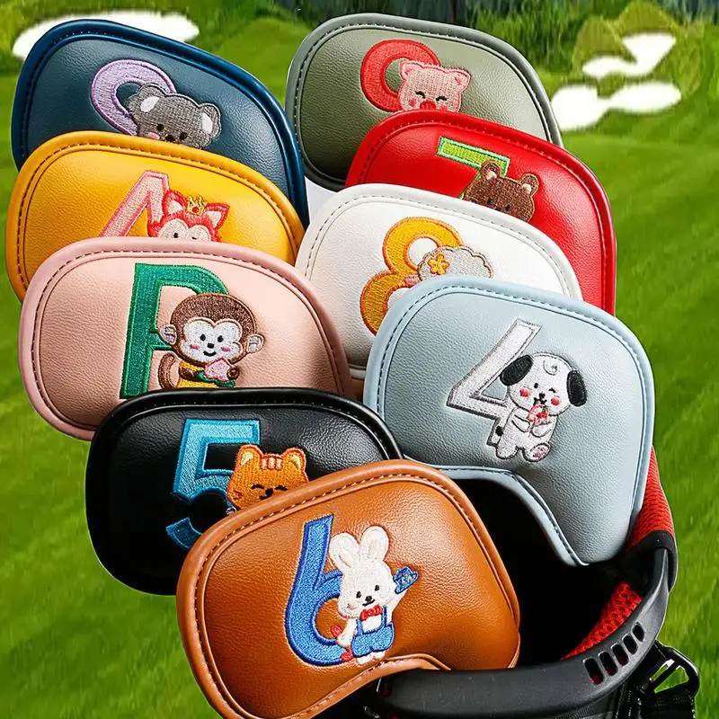 9/10pcs Golf Iron Club Head Cover Sport Accessories Wedges Cover Embroidery Waterproof Golf Rod Head Protective Case Supply golf headcovers