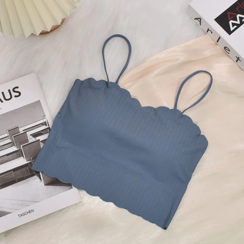 Sports Bras for Women Fashion Summer Sexy Push Up Lingerie Ice Silk Seamless Word Sling Female Tube Top White Top Tanks women lingerie bra