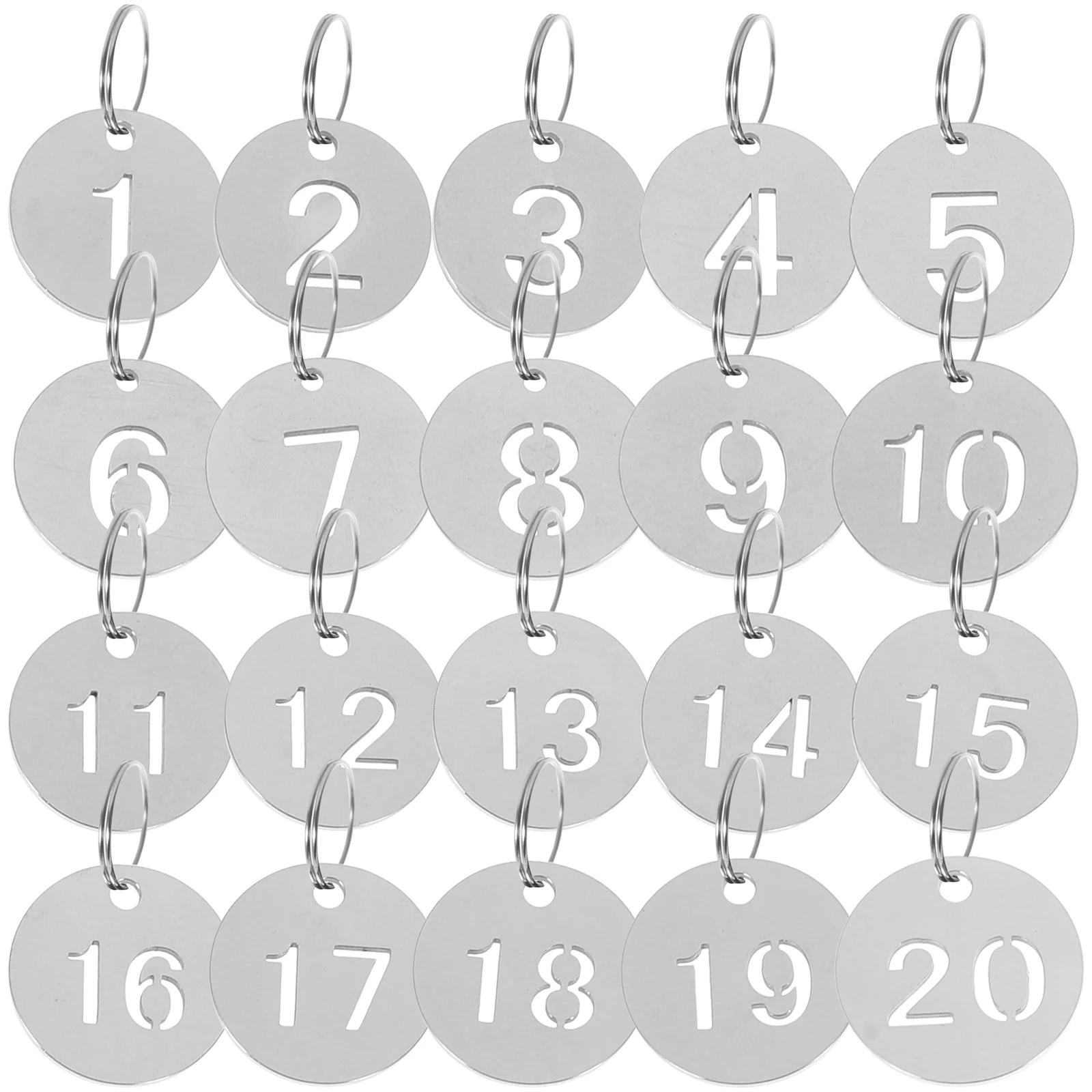 

20Pcs Stainless Steel Number Plate Round Labels Key Identification Locker Tags Brand Numbered Suitcase Hanging Keychain DIY