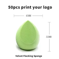 Wholesale Custom Logo Microfiber Make Up Sponge Beauty Egg Facial Flocking Makeup Facial  Sponge Velvet Flocking Blender Egg 2