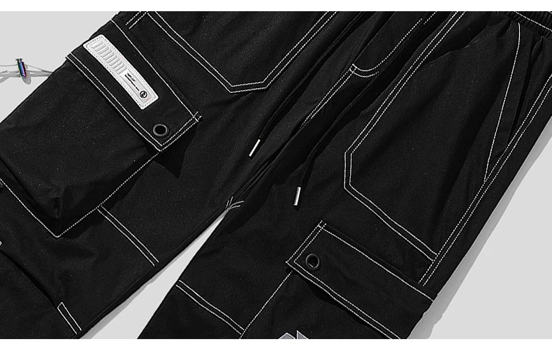 Joggers Cargo Pants for Men Casual Hip Hop Hit Color Pocket Male Trousers Sweatpants Streetwear Ribbons Techwear Pants business casual pants