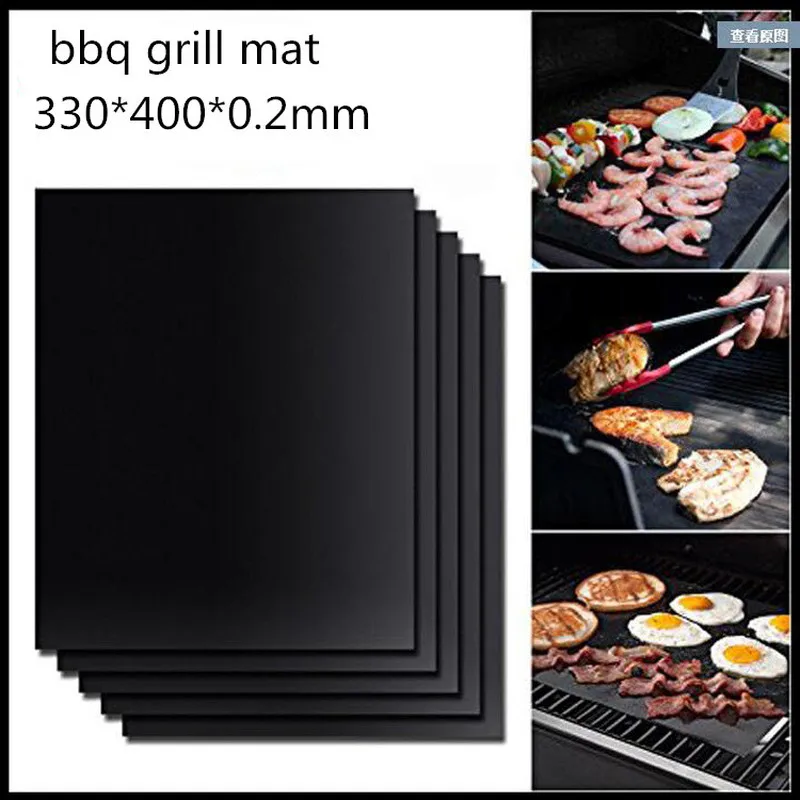 Grill Mats for Under Outdoor Grill Barbecue Tongs & Basting Brushes Electric Grill Charcoal Reusable & Easy to Clean Easy Use on Gas Non Stick BBQ Grill Mat WIOR Grill Mats Set of 5 