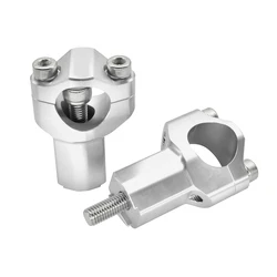 Premium CNC 55mm Motorcycle Handlebar Riser Clamp Mount (Silver)