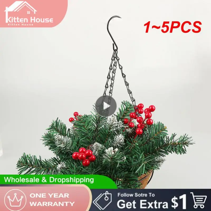 

1~5PCS Decoration Wood Hanging Basket Christmas Pre-lit Gift Ornaments Christmas Artificial Hanging Pendant Decoration & Hangs