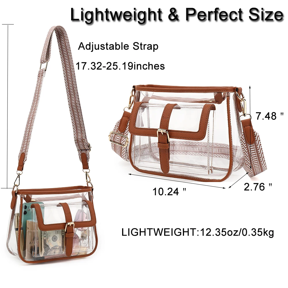 

New Clear Crossbody Bag,Clear Satchel Bag for Women with Adjustable Strap,Clear Bag Purse Stadium Approved for Concerts Festival