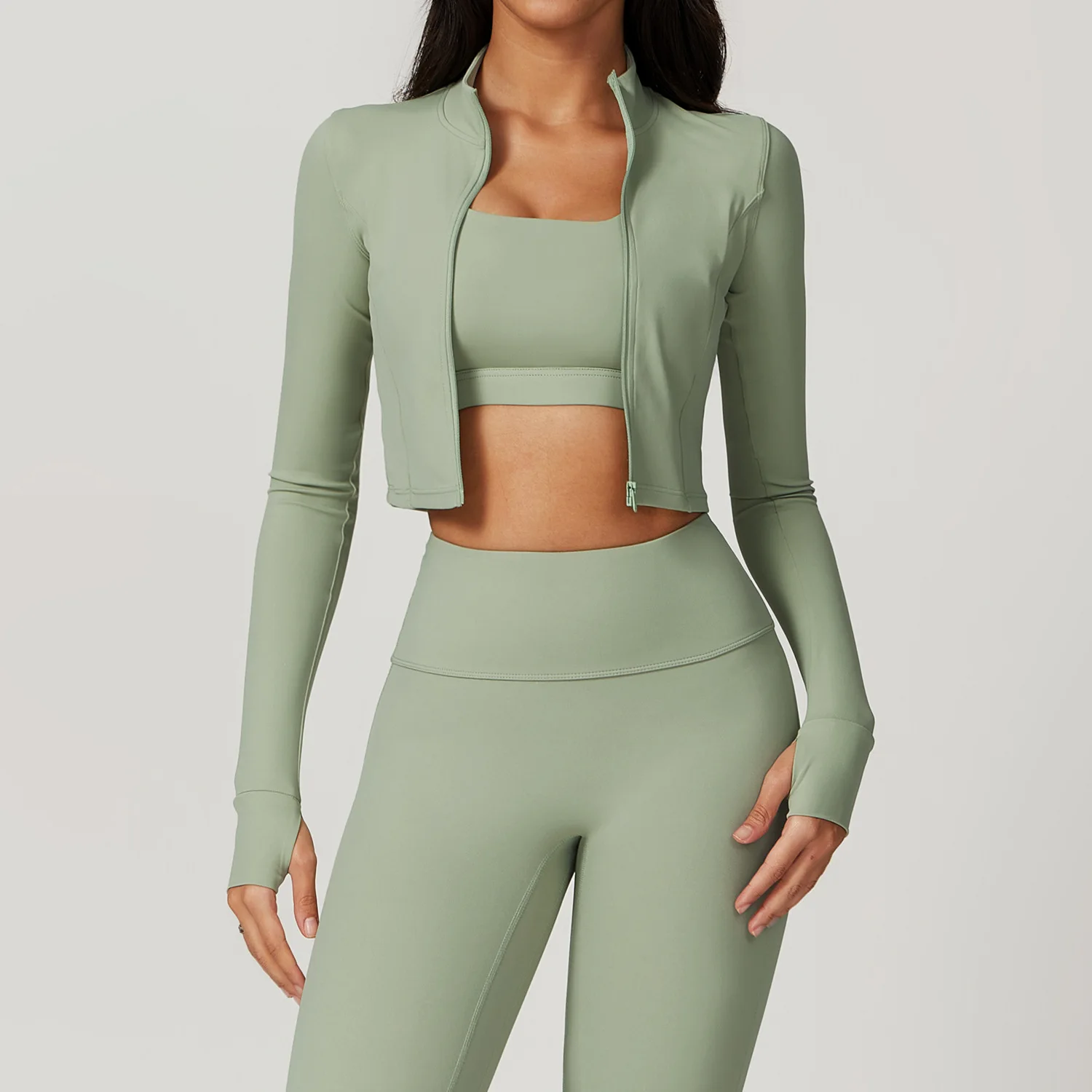 스포츠 긴팔 여성 슬림 요가복 속건 지퍼 가디건 스탠드 칼라 재킷 러닝 피트니스 재킷 아웃도어 탑
