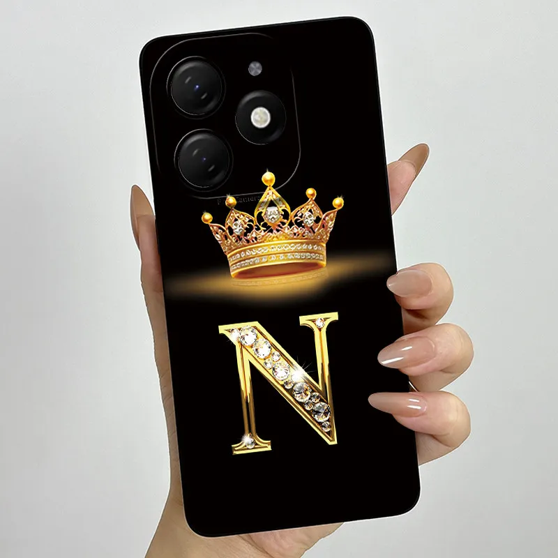 Crown Letter Silicone Soft Phone Case with Camera Protection and Back Cover Bumper