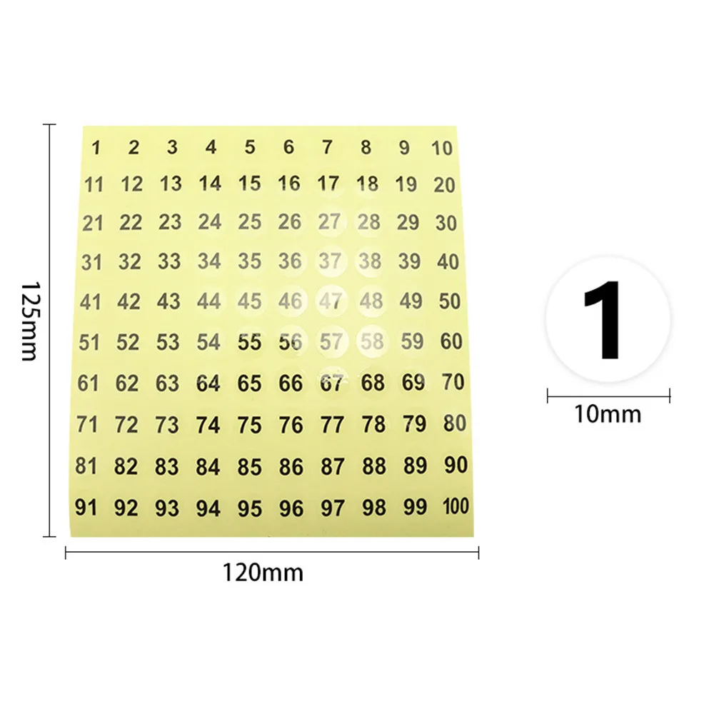 10sheets 1cm clear sticker 1-100 Numbers Round Stickers small numbers sticker round transparent stickers with numbers