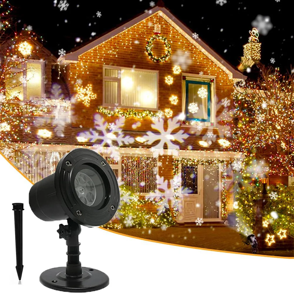 Outdoor Christmas Snowflake Laser Projector Lamps LED Stage Lights Halloween Garden Lawn Landscape Snowfall Snowflake Lights