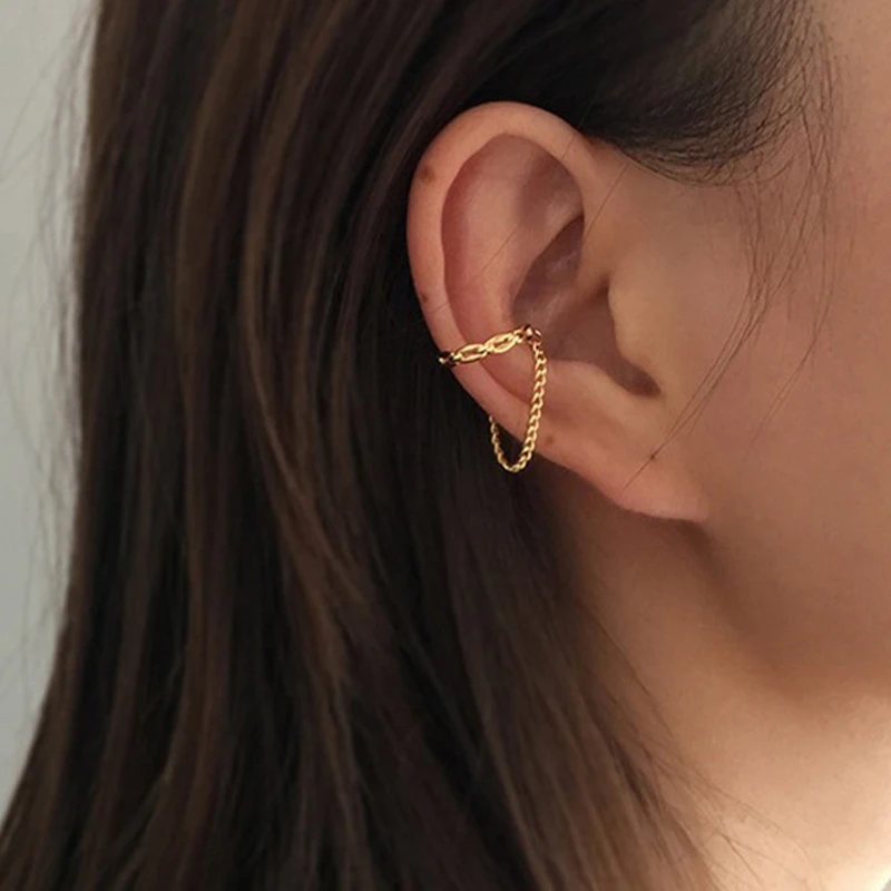 Ear clip earrings Clip earrings Ear clip Ear accessories Rock Vintage Zircon Star Chain Tassel Clip Earrings For Women Unisex Minimalist Fake Piercing Earbone Ear Cuff Jewelry Gifts