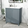 30" Bathroom Vanity with Sink Combo, Multi-functional Bathroom Cabinet with Doors and Drawer, Solid Frame and MDF Board, Blue 3