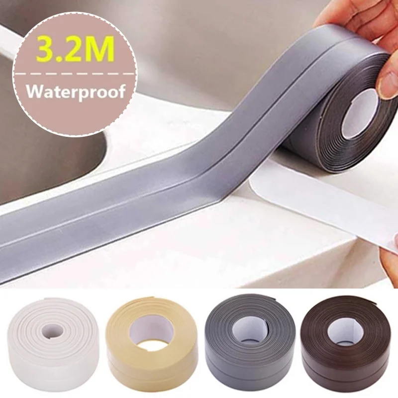 

3.2M Bathroom Kitchen Shower Sink Bath Sealing Strip Tape Caulk Strip Self Adhesive PVC Waterproof Wall Sticker Sink Edge Tape
