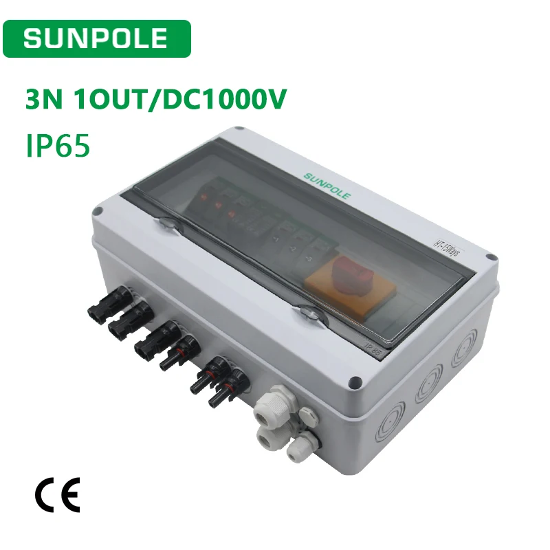 PV Combiner Box 3 in 1out DC1000V With Solar photovoltaic Lightning Protection Fuse SPD Isolator Switch Waterproof Box IP65
