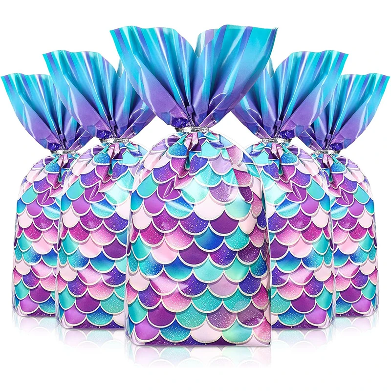 50/100Pcs Meerjungfrau Schwanz Süßigkeiten Geschenk Tasche Kind Mädchen Kleine Meerjungfrau Thema Geburtstag Partei Liefert Cookie Tasche baby Dusche Dekor Gefälligkeiten