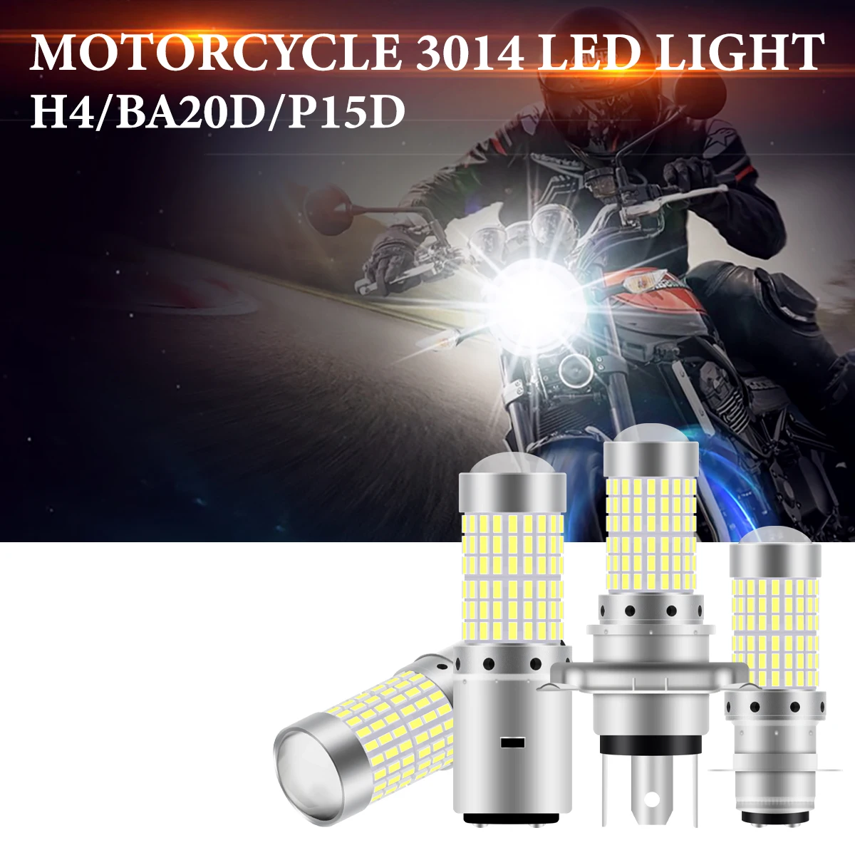 Motorcycle Headlight 1PCS 144SMD H4 P15D BA20D 12v LED Headlamp Fog Light Spotlight Play and Plug