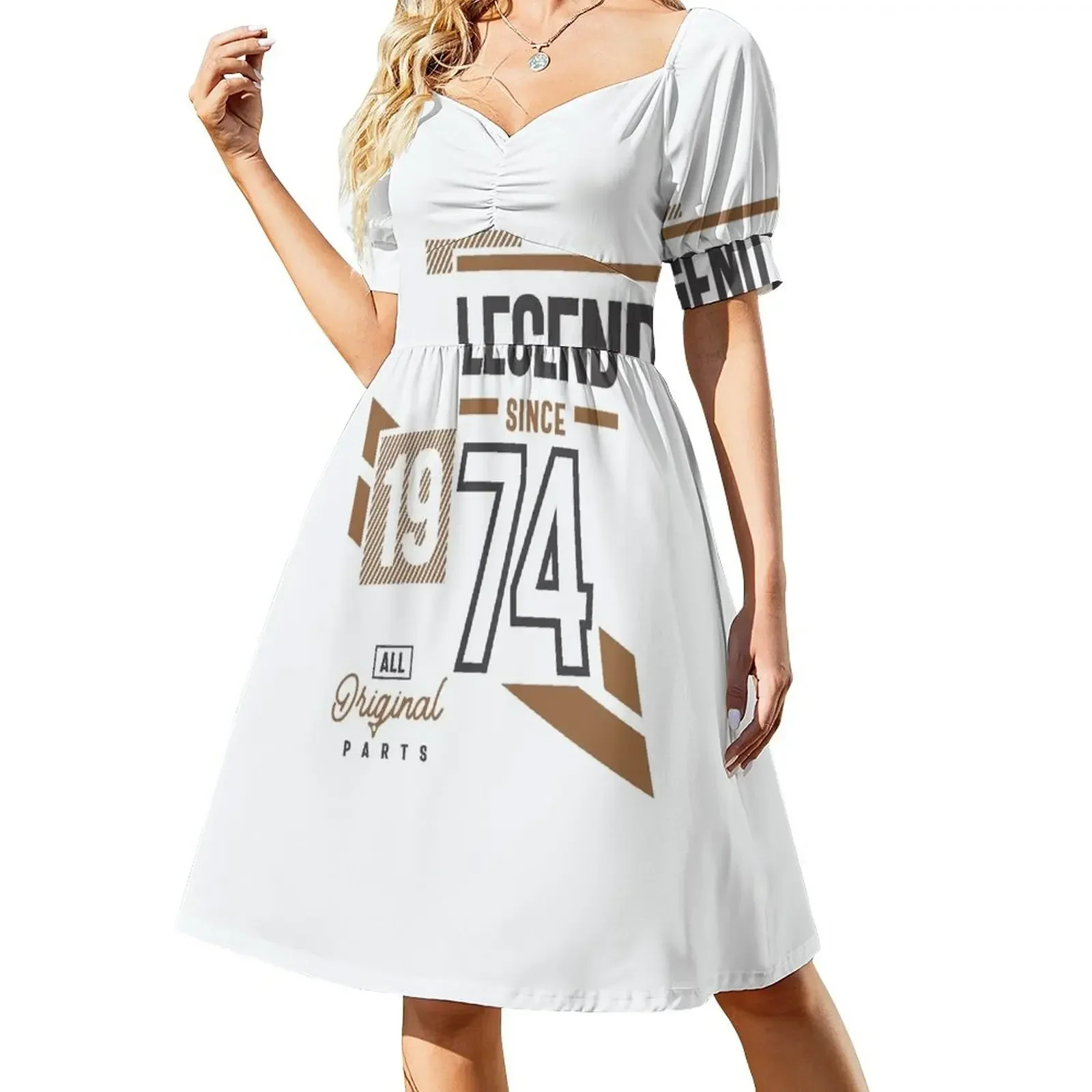 Leyenda desde 1974, 49 cumpleaños, vestido de manga corta, ropa para mujer, atuendo de festival de verano, vestidos elegantes para mujer