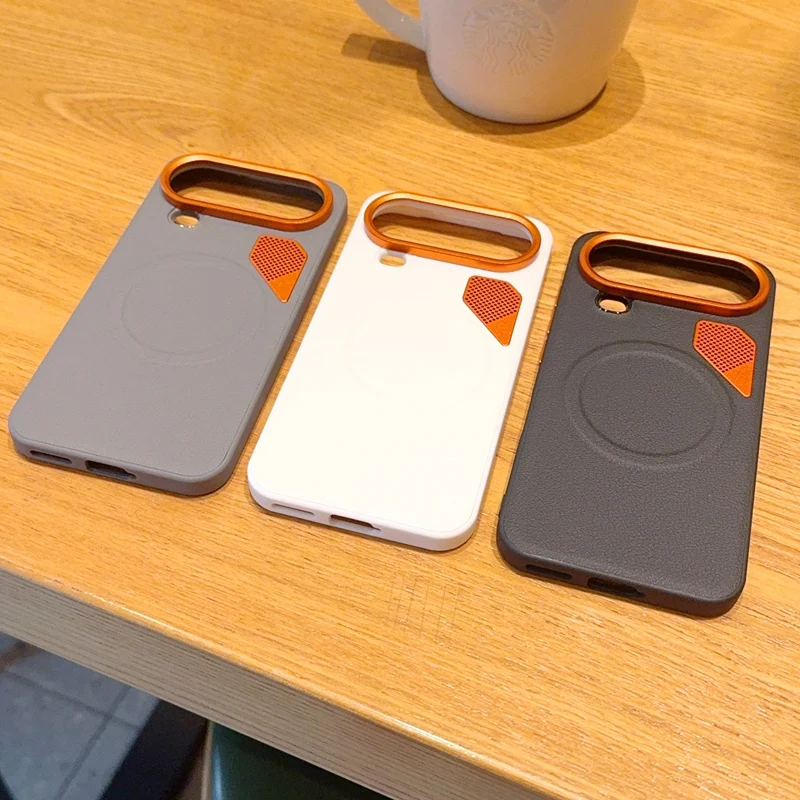 Luxury Leather Magnetic Ring Case with Heat Dissipation for Honor Magic 8 Pro - Orange Shockproof Cover with Lens Frame Protection