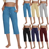 Solid Color Simple Classic Cropped Capris Pants For Women Summer Fashion Slimming Daily Versatile Sports Elastic Short Pants - Image 5