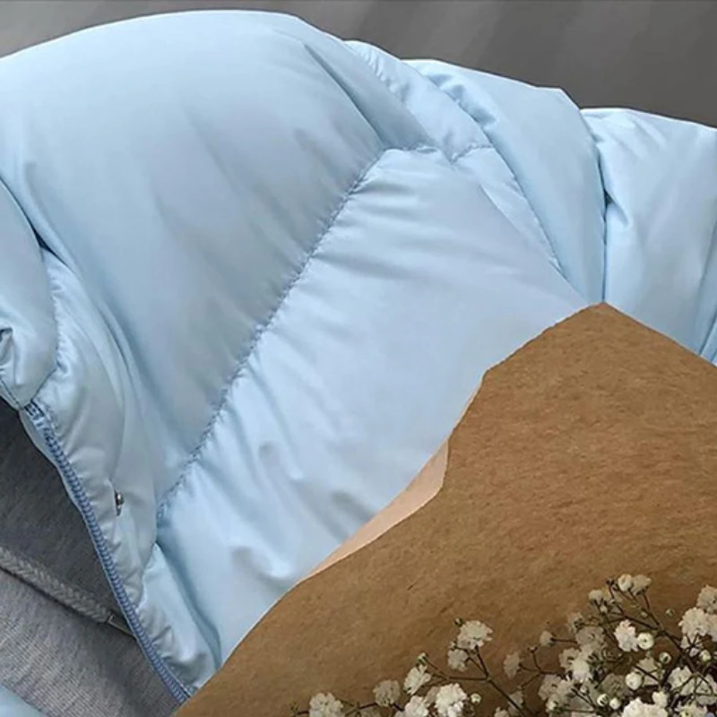 2024 Autumn and Winter Fashion Women's Clothing Solid Color Long-sleeved High-neck Zipper Thickening Short Padded Jacket Women