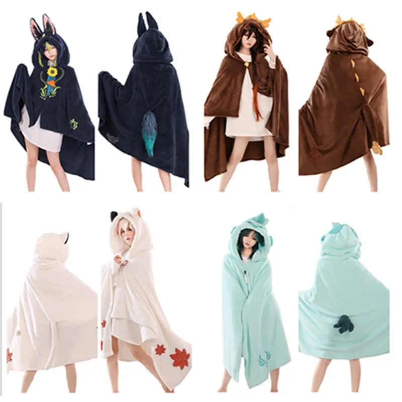 

Tighnari Cosplay Costume Genshin Impact Kazuha Zhong li Xiao Hooded Cloak Flannel Blankets Outfits Halloween Carnival Party Suit