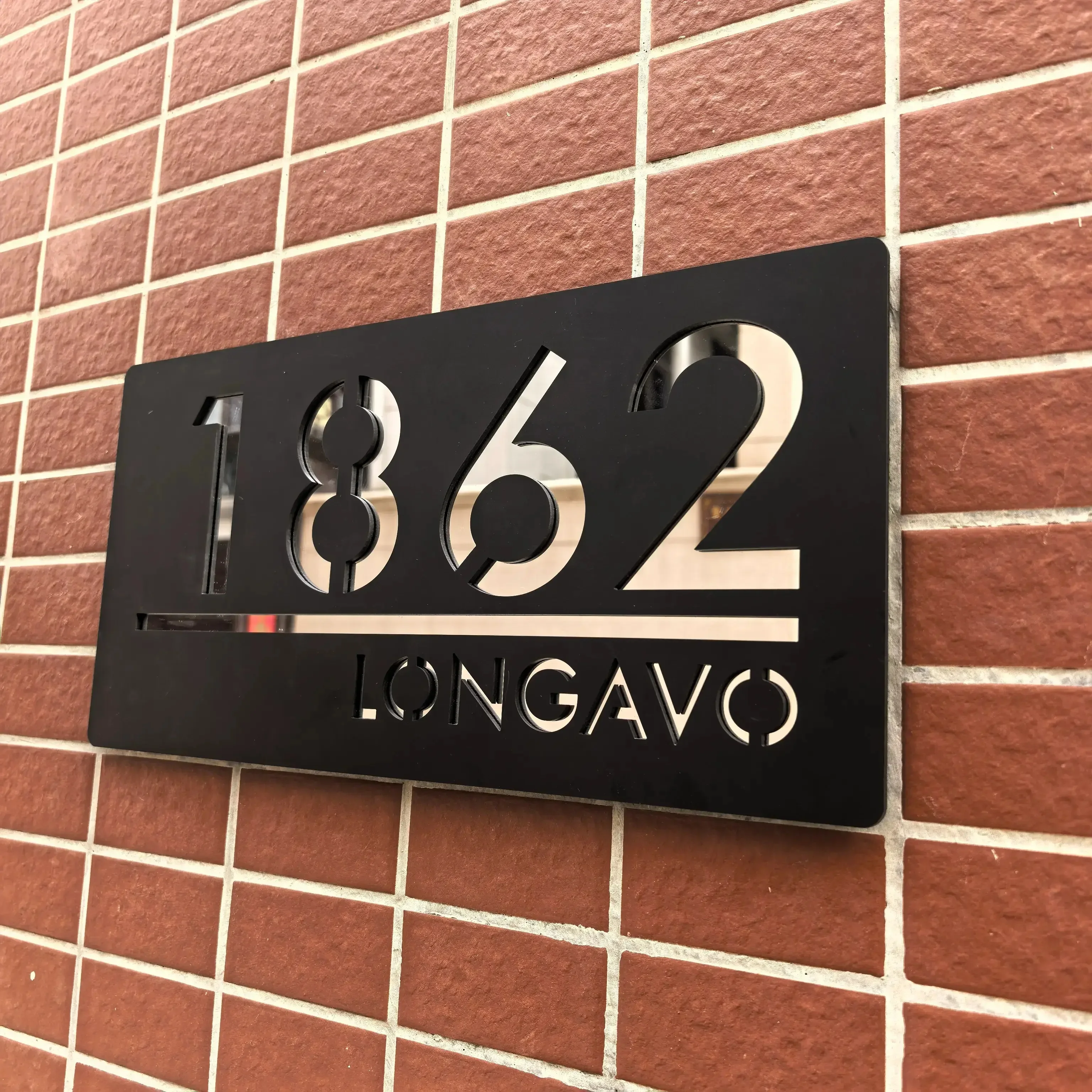 ป้ายเลขที่บ้านแบบกำหนดเอง ตัดด้วยเลเซอร์ ป้ายที่อยู่บ้านที่ทันสมัย ป้ายเลขที่บ้านอะคริลิคขนาดใหญ่ สำหรับตกแต่งบ้านภายนอก 1