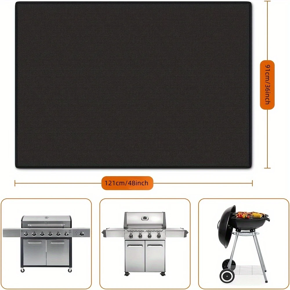 Grill Mat 1pc Fireproof & Waterproof Reusable BBQ Accessory for Deck Protection Perfect for Halloween Christmas Weddings for BBQ Grill Mat