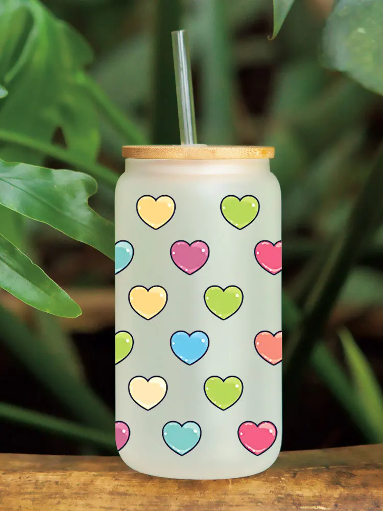 UV DTF Transfer Sticker Valentine's Day 16oz Libbey Glasses Wraps Bottles Cup Can DIY Waterproof Decals D5956