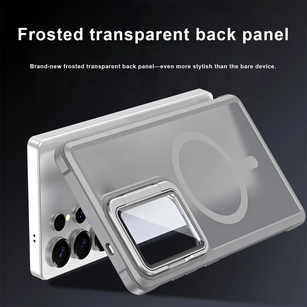 Magnetic Matte Foldable Case with Glass Lens Stand and Wireless Charging Compatibility