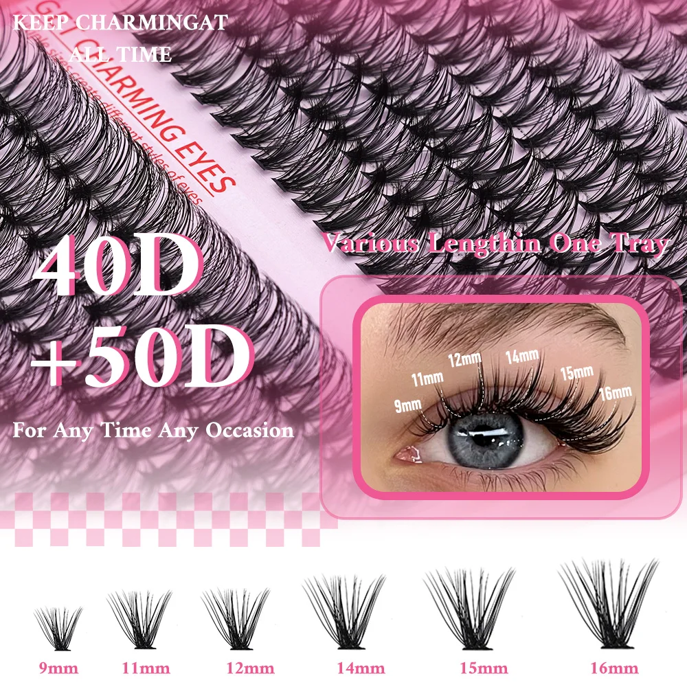Lash Extension Kit 640pcs/320pcs/280pcs Mix DIY Eyelash Extension Kit 304050D Combination Lash Clusters D Curl Individual Lashe fake eyelashes lash extension kit eyelash set lash glue brow and lash kit