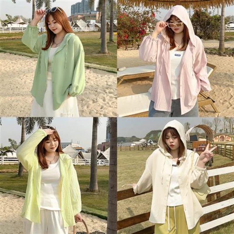 

Куртка женская Солнцезащитная с капюшоном, тонкая свободная повседневная верхняя одежда, праздничная ветрозащитная одежда, большие размеры, лето 2023