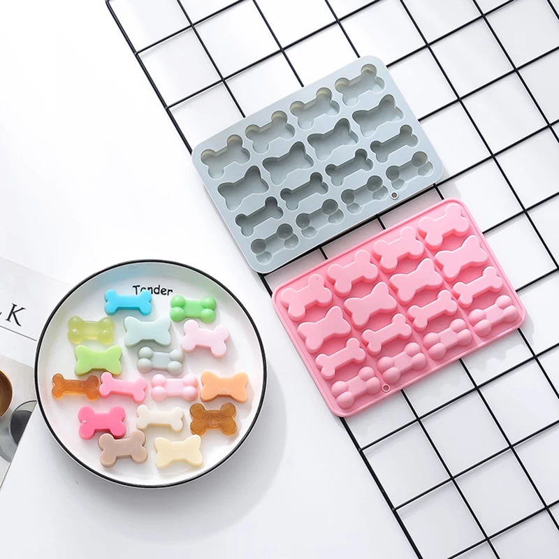 Dog Bone Candy Molds Silicone - Dog Treat Silicone Mold Blue Melting Chocolate  Molds Ice Cube Mini