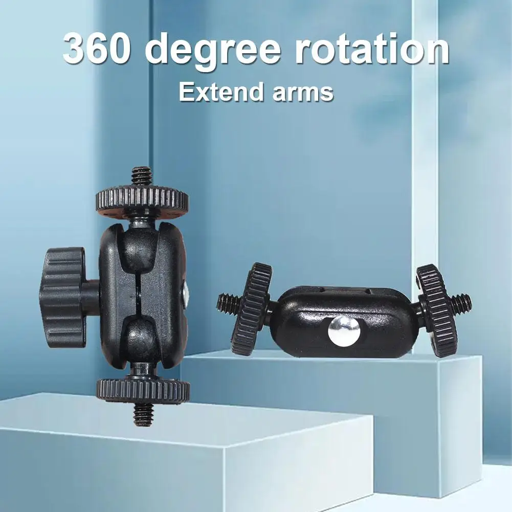 15mm 볼 360을 갖춘 새로운 더블 볼 헤드 매직 암 ° Gopro DSLR 카메라 모니터 비디오 라이트 마이크용 1/4''나사 확장 마운트