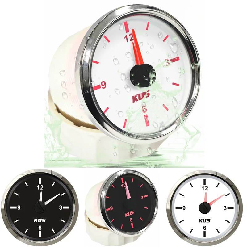 

Free Shipping KUS Vehicles Clock Meters 52mm 0-12H Day Clock Gauges Red Backlight Boat Hourmeters Time Gauges Devices for Bus Rv