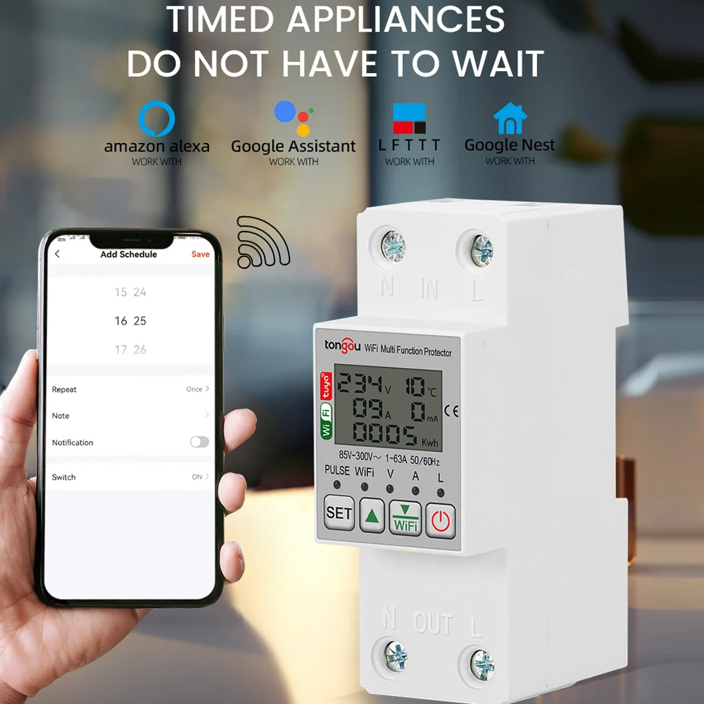 Tuya WiFi Intelligent Energy Meter with Metering Voltage Power Electricity Monit