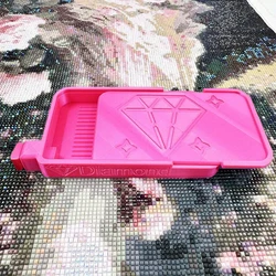 Diamond Painting Tool Set - Art Ship Tray with Slide Cover for DIY Embroidery and Mosaic Organization (Rose red)