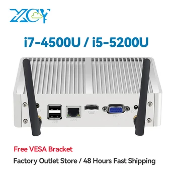 XCY 팬리스 미니 PC Windows 10 7 코어 i7 4500U i5 4200U i3 5005U DDR3L WiFi HDMI 컴퓨터 HD 그래픽 Nettop 미니 PC USB 포트