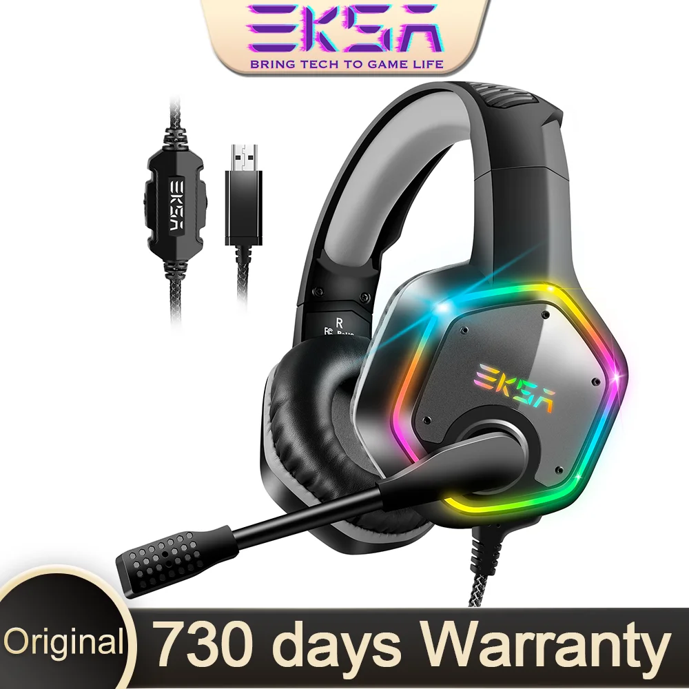 

EKSA E1000 RGB Gaming Headphones, 7.1 Surround Sound Gamer Headset with Mic, USB Wired Gamer Headphone for PC Gamer/XBOX/PS5/PS4