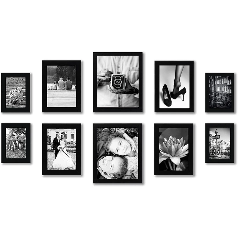10PcsFramesWallPhotoFrameSetBlackandWhiteWoodPictureFrame