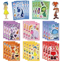8/16/32Sheets Disney Movie Inside Out Make A Face Puzzle Stickers Kids Make Your Own DIY Game Children Jigsaw Education Toys 1