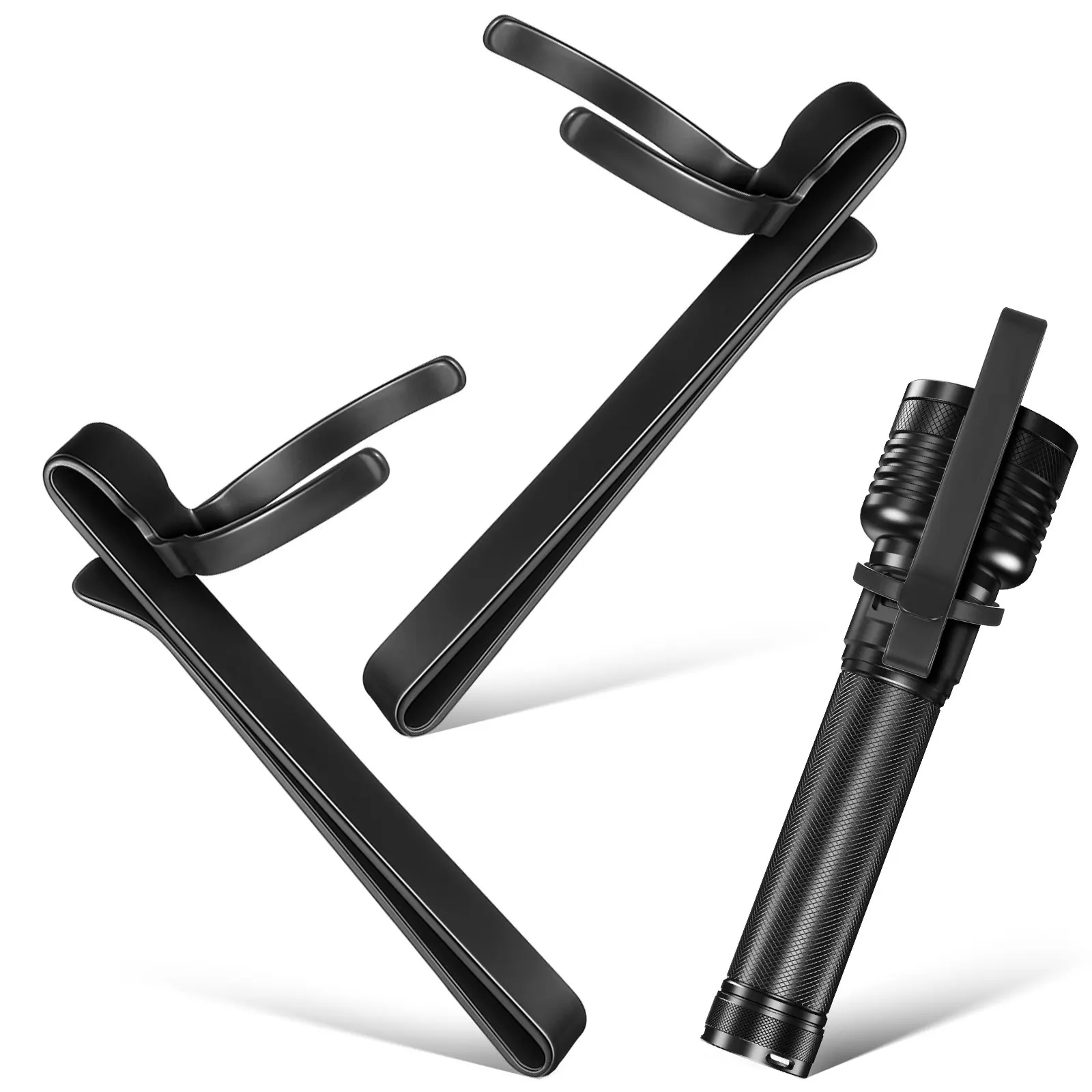 2Pcs 손전등 클립 금속 허리 홀더 이동식 펜 라이트 포켓 패스너 교체 액세서리 손전등 교체