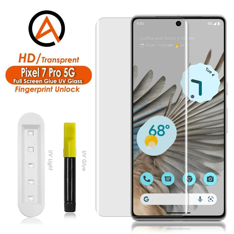 Protector de pantalla Pixel 7 Pro, película de vidrio templado UV con