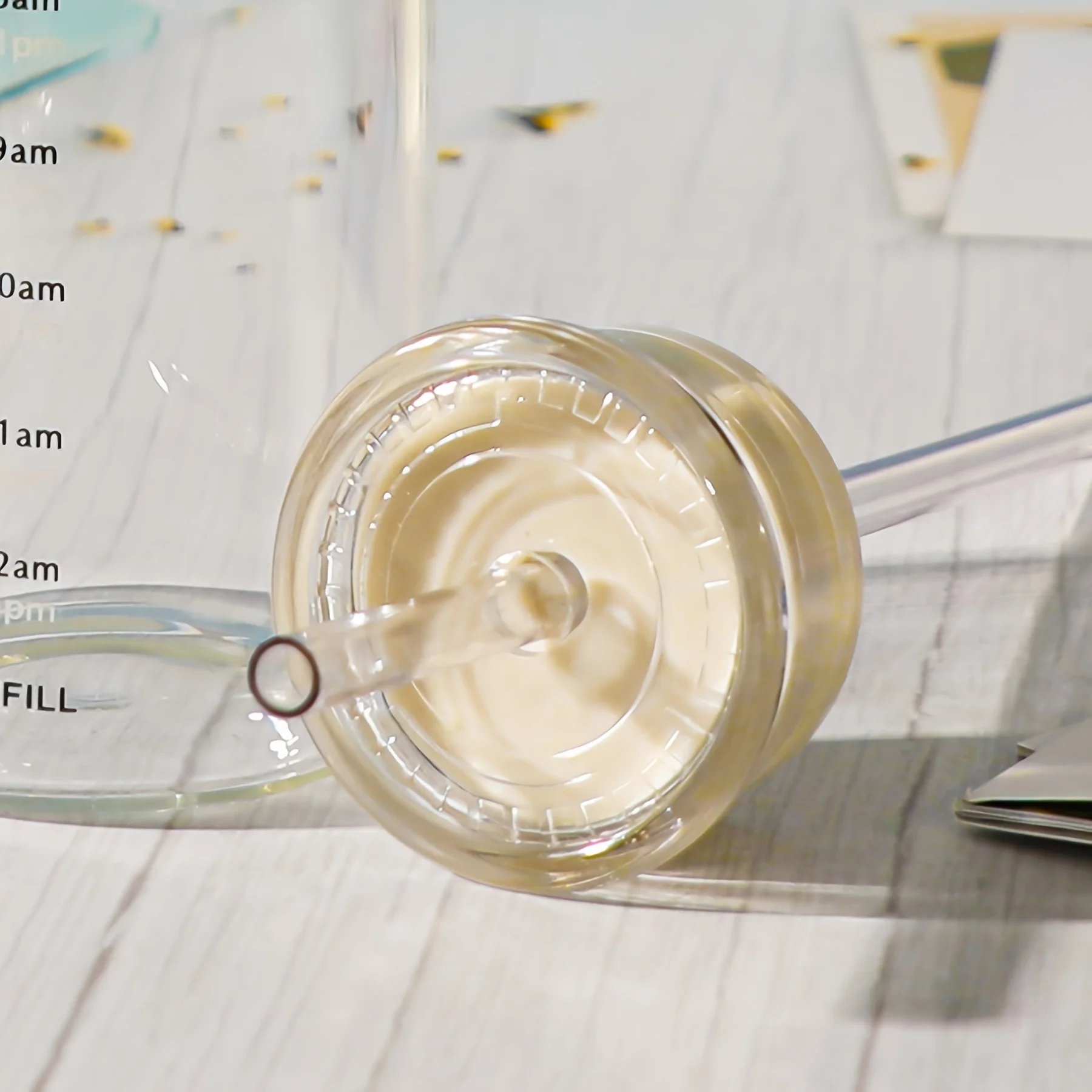 1pc - Large Capacity Glass Cup, Glass Cup With Time Scale, Transparent Tea Cup, Water Cup, Drinkware For Restaurants